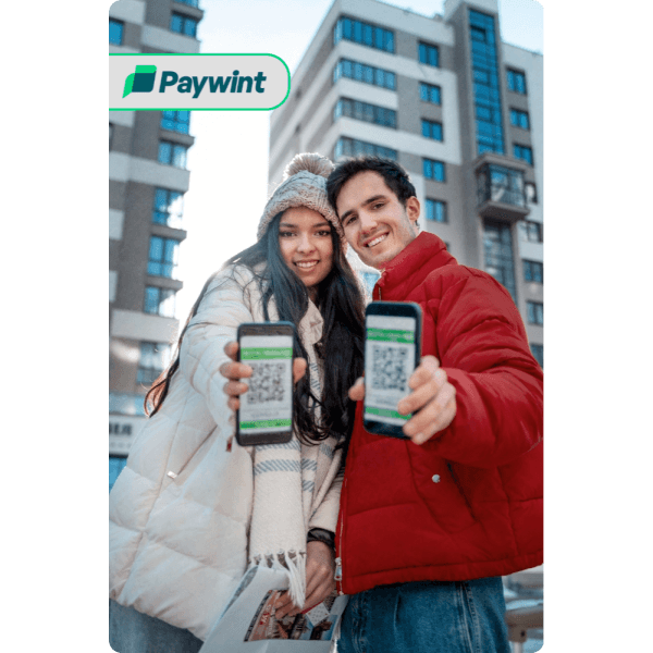 Why Choose Paywint as Your Payment Solution? Man in a Formal Outfit Using His Smartphone Outdoors with a Security Shield Icon, Symbolizing Paywint’s Secure Payment Processing
