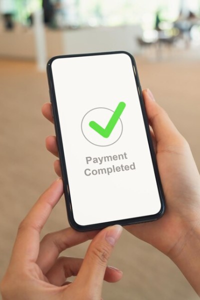 Advanced Security for Mobile Payments A Smartphone Screen Displaying a Green Checkmark with "Payment Completed"
