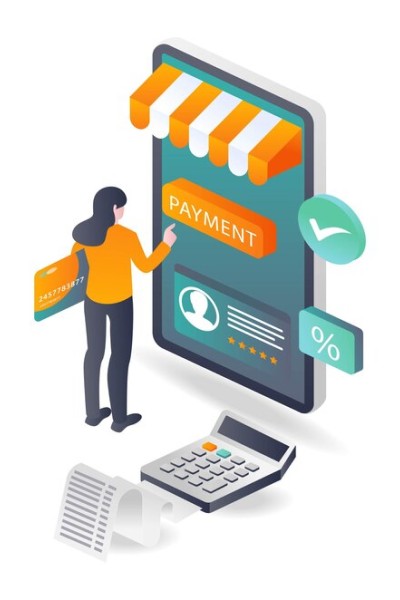 Multiple Payment Options for Smooth Transactions A Woman Using a Mobile Phone to Make a Secure Payment Online, with a Digital Payment Interface