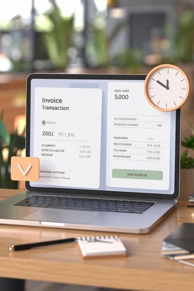 Automate Your Invoicing Process Computer and Laptop Displaying Interactive Financial Dashboards with Graphs, Reports, and KPIs