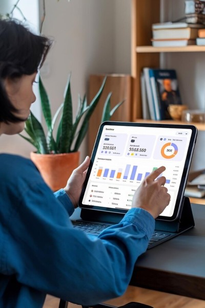 Centralize Everything in One Place Computer and Laptop Displaying Interactive Financial Dashboards with Graphs, Reports, and KPIs