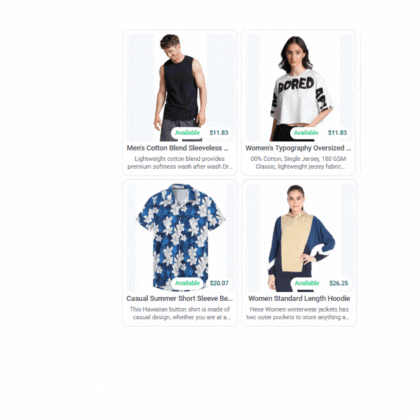 E-Commerce Site Builder Animated Illustration of a Person Creating an Online Store on a Digital Screen, Surrounded by Icons Representing Product Listings, Shopping Carts, and Analytics