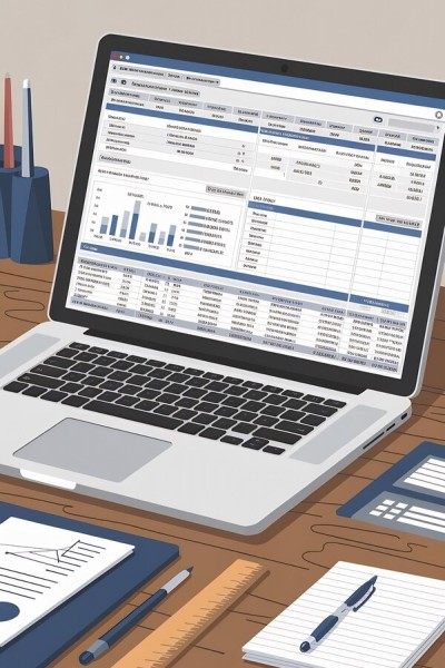 Integrated Tools for Better Decisions Laptop Displaying Financial Dashboard with Charts and Data Tables