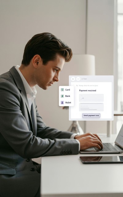 A Smarter Way to Accept Money Mobile Expense Tracking Categories on a Smartphone Surrounded by Receipts