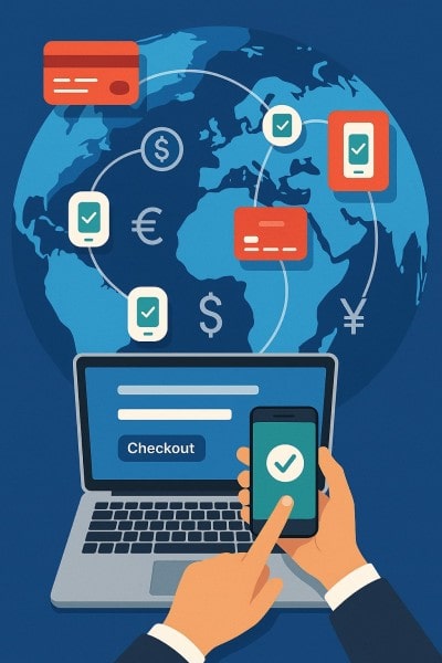 Accept Payments from Anywhere Digital Financial Reports Displayed on a Laptop Screen in an Office