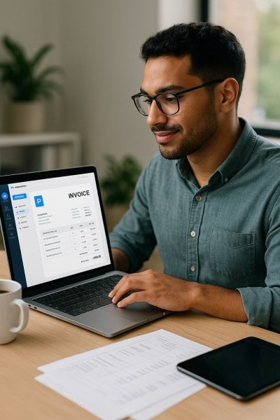 Automated Billing Made Easy Mobile Expense Tracking Categories on a Smartphone Surrounded by Receipts