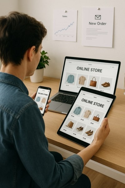 Mobile-Friendly and Scalable Businessman Analyzing Expenses on a Spreadsheet Using a Laptop