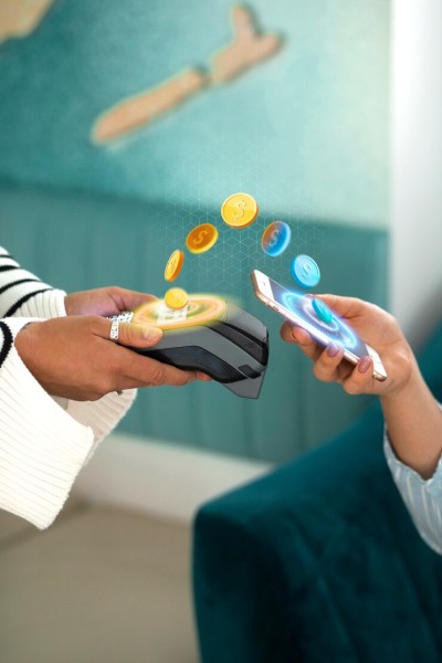 Send and Receive Money Instantly Mobile Expense Tracking Categories on a Smartphone Surrounded by Receipts