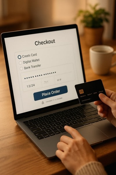Smooth Payments and Checkout Digital Financial Reports Displayed on a Laptop Screen in an Office