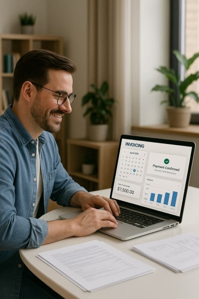Automate Billing Without the Busywork Mobile Expense Tracking Categories on a Smartphone Surrounded by Receipts