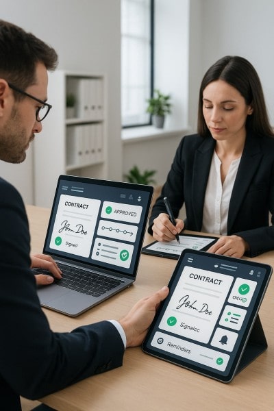 Contract and Document Workflows Made Seamless Mobile Expense Tracking Categories on a Smartphone Surrounded by Receipts