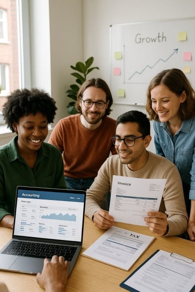 Designed for Small Teams, Ready to Scale Businessman Analyzing Expenses on a Spreadsheet Using a Laptop