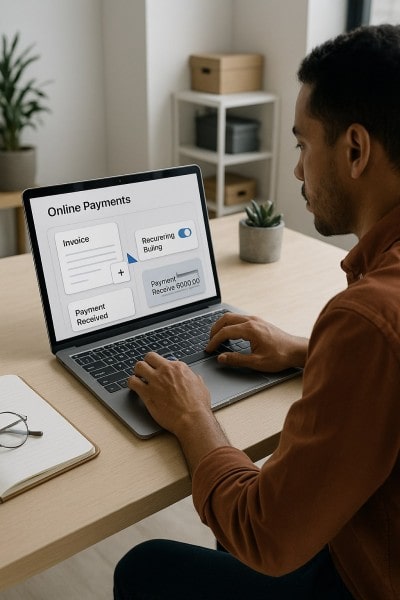 Easy Setup With Strong Features Digital Financial Reports Displayed on a Laptop Screen in an Office