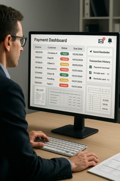 Know What’s Paid and What’s Not Businessman Analyzing Expenses on a Spreadsheet Using a Laptop