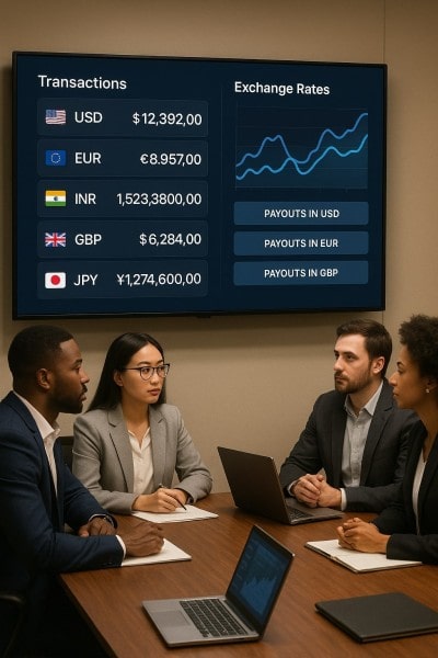 Multi-Currency Support Made Simple Businessman Analyzing Expenses on a Spreadsheet Using a Laptop