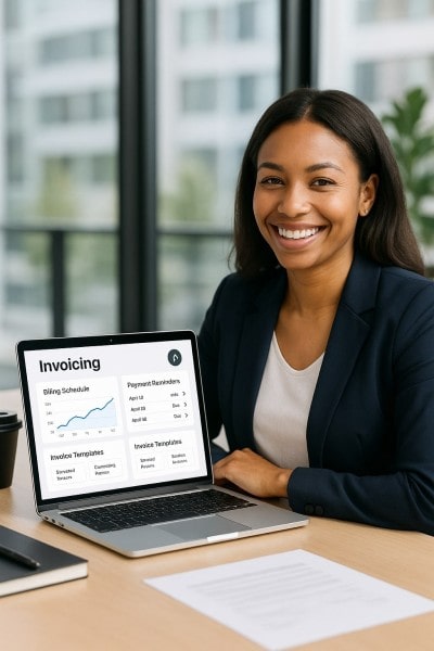 Streamlined Invoicing and Billing Control Mobile Expense Tracking Categories on a Smartphone Surrounded by Receipts