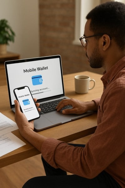 Easy Setup and Seamless Integration Businessman Analyzing Expenses on a Spreadsheet Using a Laptop