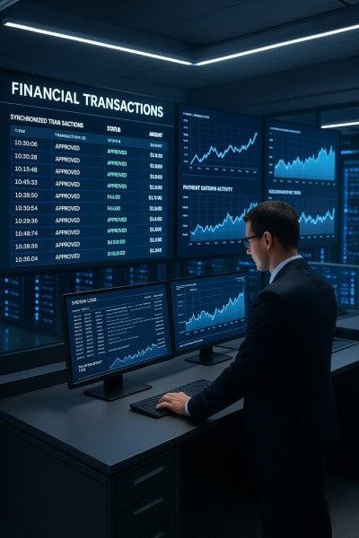 Reliable Data Handling at Scale Digital Financial Reports Displayed on a Laptop Screen in an Office
