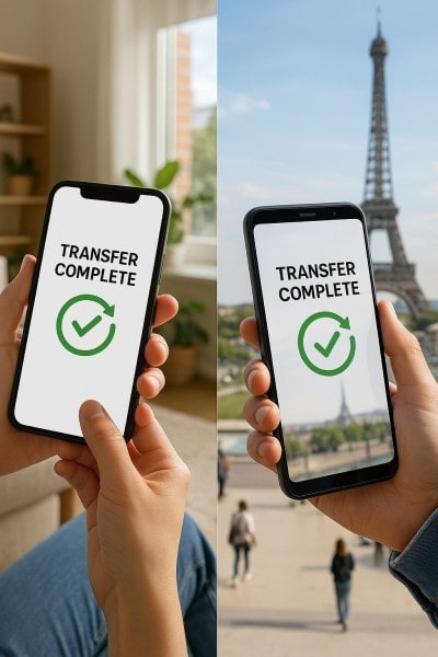 Send and Receive Instantly Mobile Expense Tracking Categories on a Smartphone Surrounded by Receipts