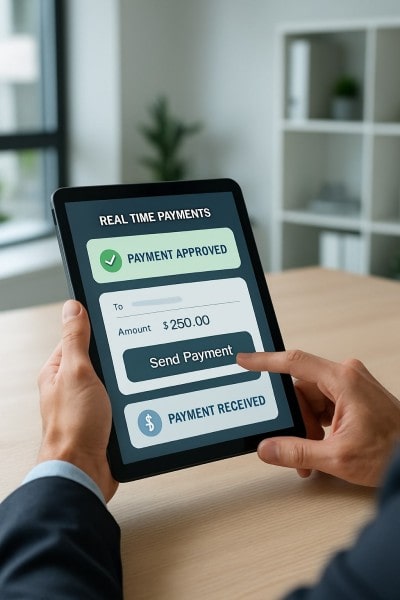 Send and Receive Payments in Seconds Mobile Expense Tracking Categories on a Smartphone Surrounded by Receipts