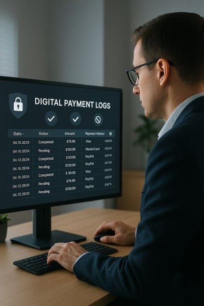 Stay Compliant With Built-In Security Digital Financial Reports Displayed on a Laptop Screen in an Office