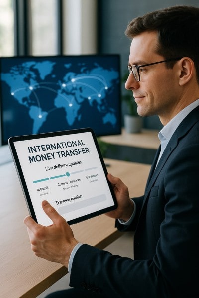 Transfer Money in Real Time With Full Visibility Mobile Expense Tracking Categories on a Smartphone Surrounded by Receipts