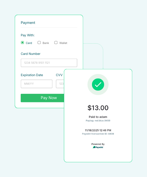Woman Using Her Smartphone in a Café, with a Paywint Payment Confirmation Pop-Up, Showcasing Instant Transactions