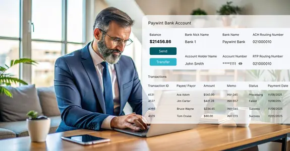 A Business Professional Gestures Towards a Digital Display of Bitcoin Symbols and Connections, Symbolizing Cryptocurrency and Technology