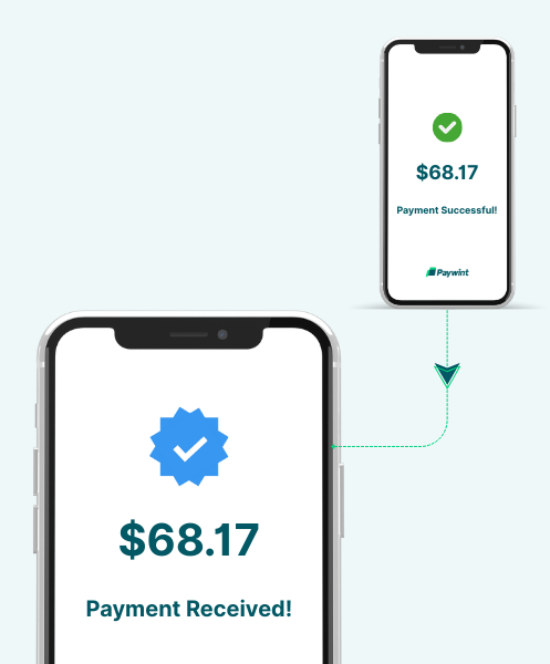 A Woman Outdoors Using Her Phone, with a Digital Payment Receipt Overlay Showing a Paywint Transaction