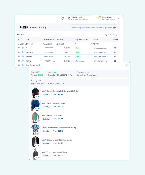 Smiling Man Using His Smartphone with the Paywint Logo, Representing a Seamless and User-Friendly Payment Experience