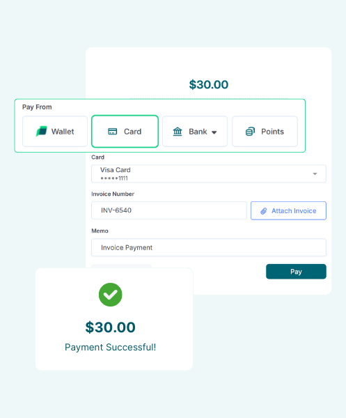 3D Illustration of a Mobile Phone with a Virtual Credit Card Overlay and a Payment Confirmation Icon