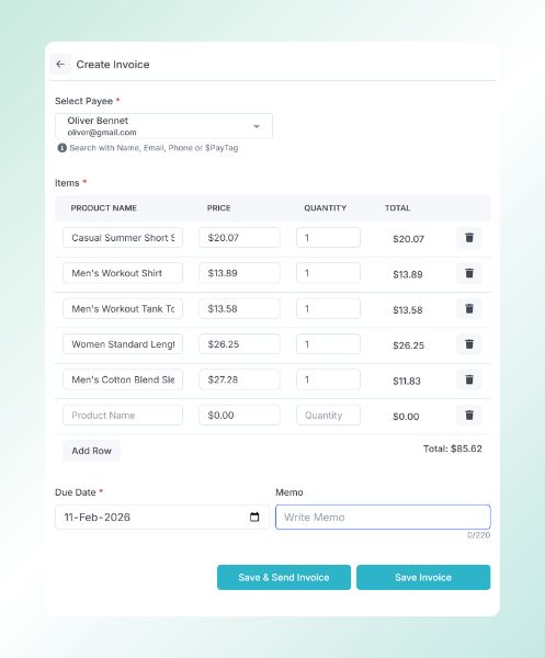 Digital Invoice Displayed on a Tablet for Streamlined Billing