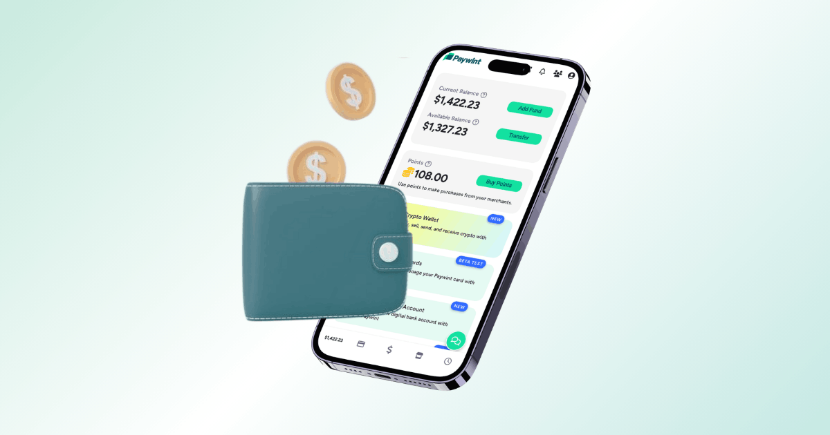 Digital Wallet: Purpose, Security, Benefits & How It Works (2026 Guide) A Smartphone Displaying a Mobile Wallet App with a Balance, Next to a Teal Wallet and Floating Coins