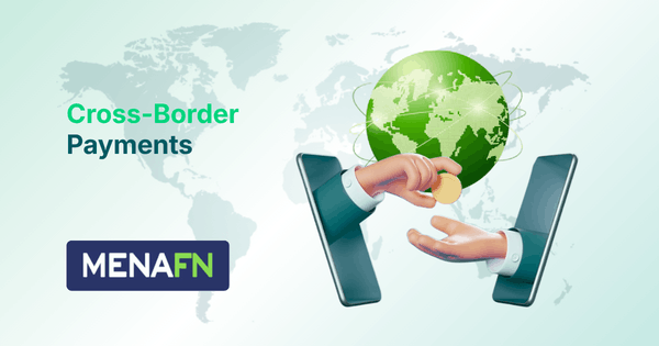 Illustration of Cross-Border Payments with Two Hands Exchanging Coins Through Smartphones and a Green Globe Background