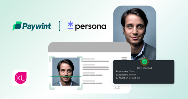 Paywint and Persona Partnership Illustration Showing KYC Verification of a User with ID Details and Photos