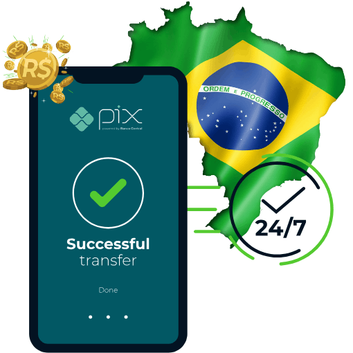 Fast Payments and Collections Across Brazil Illustration of Global Digital Currency Transfer Between United Arab Emirates and India with Mobile Phones and Currency Symbols