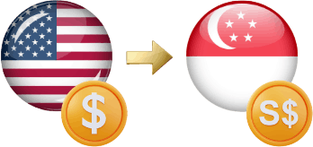 Send Money from the US to Singapore Icons of the US Flag with a Dollar Coin and an Arrow Pointing to the Canadian Flag with a Canadian Dollar Coin