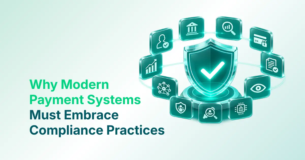 A Glowing Teal Shield with a Checkmark Sits at the Center, Surrounded by a Ring of Icons Representing Banking, Data, and Security Compliance Concepts