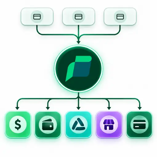 An Isometric Infographic Showing Financial Workflows for Customer Refunds, Recipient Rewards, Insurance Claim Payouts, and Global Money Transfers
