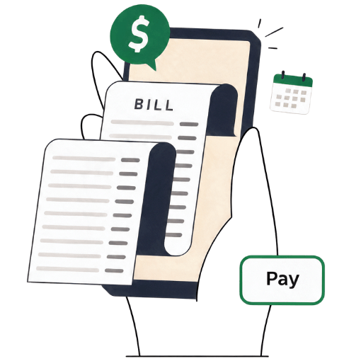 Utility Bill Payment for Everyday and Business Expenses Diagram Showing Monthly and Annual Plans with Invoices, Customer Profiles, Usage Tracking, and Payment Details in a Green and White Interface