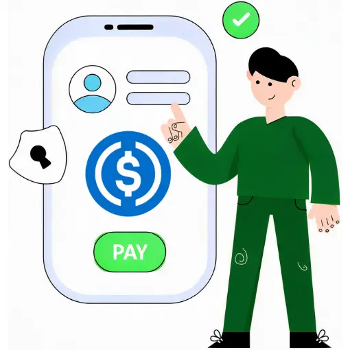 Illustration of a Mobile Banking App Showing a $3,948 Balance, Transactions, Dollar Coins, and a Wallet